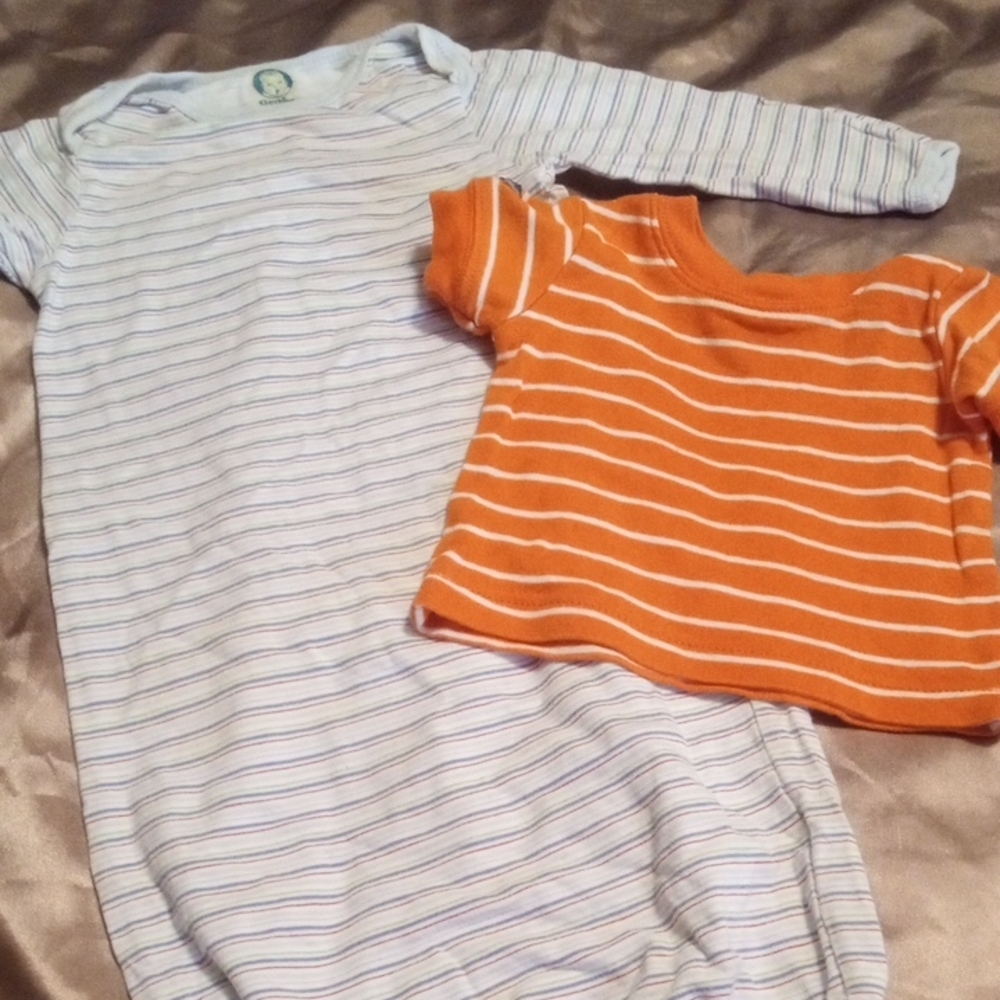 Gerber Striped Sleep Sak/Dress With Bonus Newborn Orange And White Striped Shirt